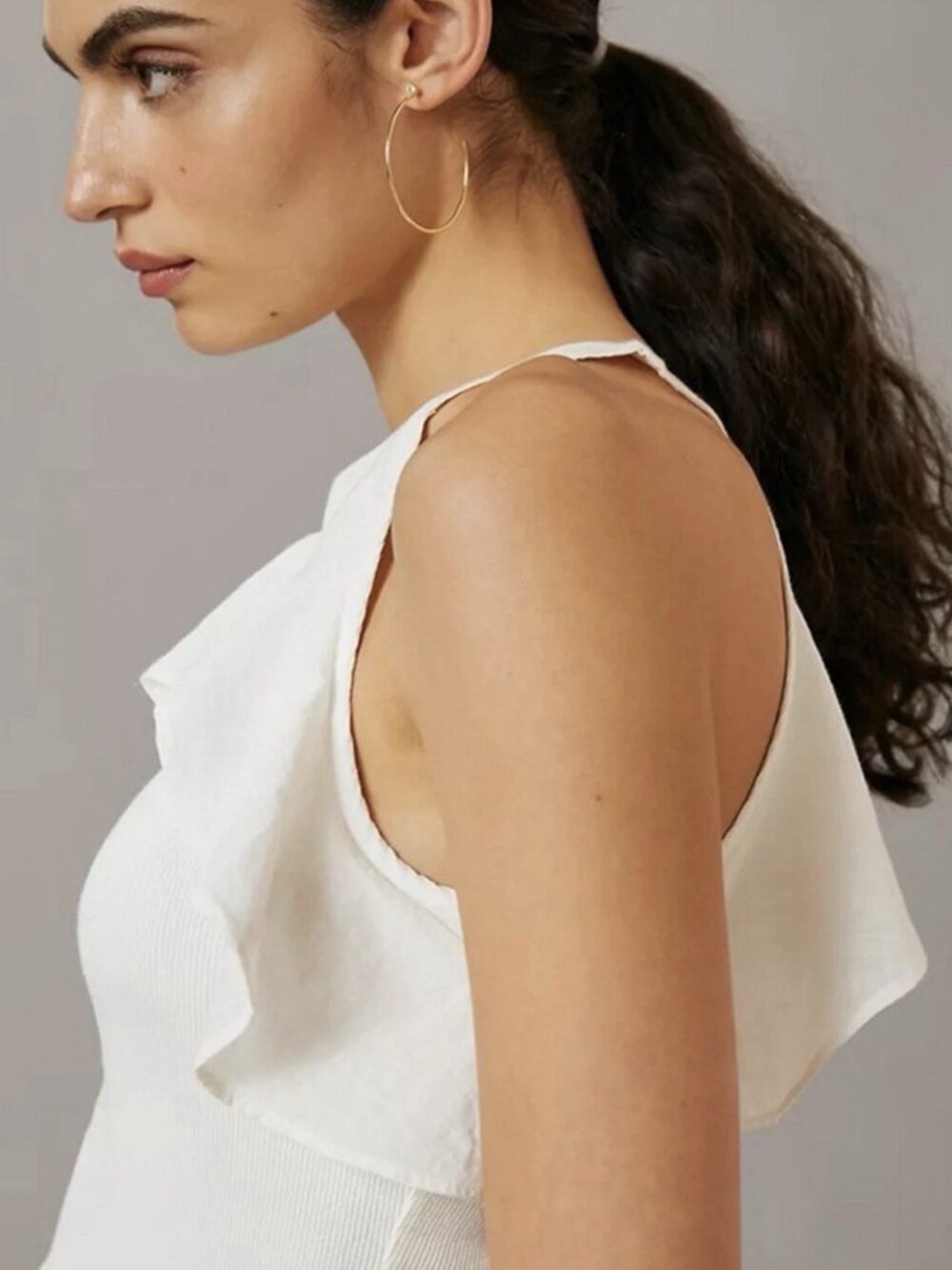 Maeve By Anthropologie Ruffled Rib Halter Tank - Picture 3 of 8